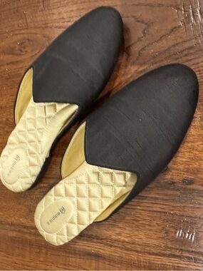 Birdies Black Slip-On Quilted-Insole Mules